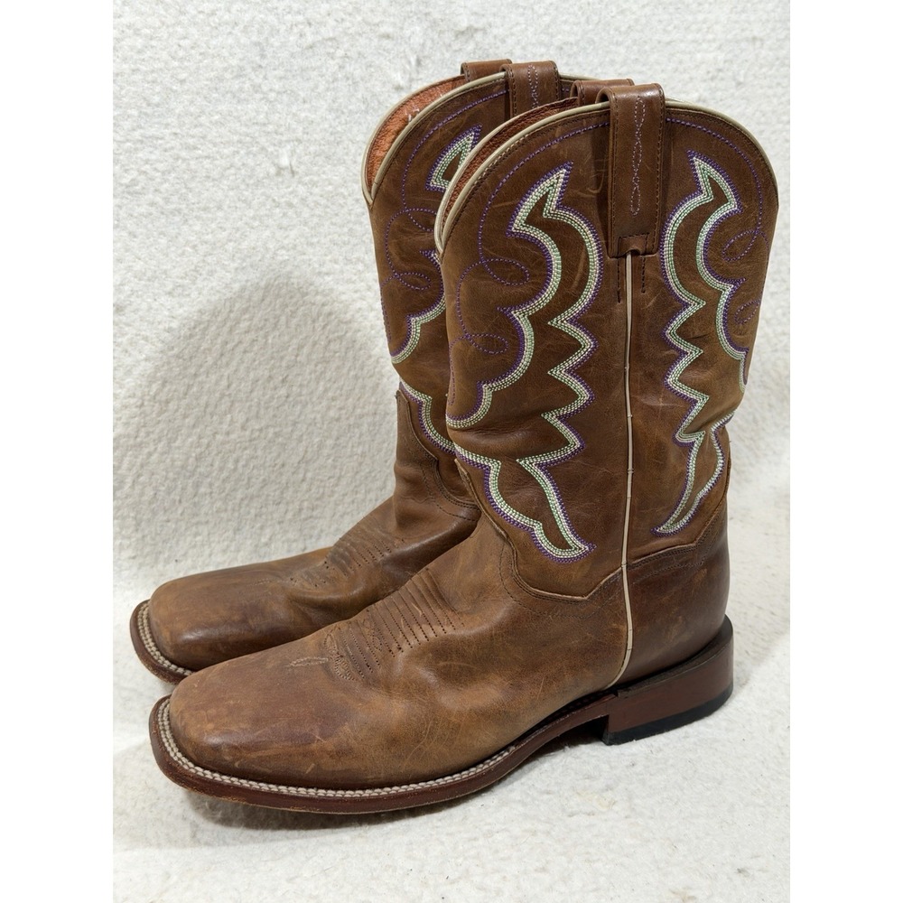 Dan Post Womens 9 5 M Leather Cowboy Boots Purple Embroidery Western Cowgirl